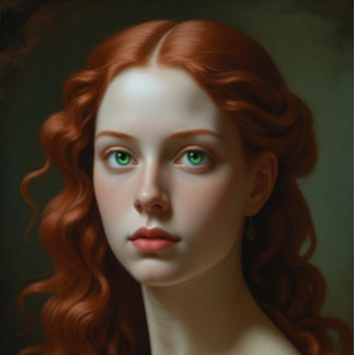 Renaissance-Frau mit hellgrünen Augen Poster