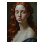 Renaissance-Frau mit hellgrünen Augen Poster (Vorderseite)