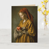 Renaissance-Frau mit Herz Karte (Gelbe Blume)