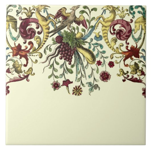 Renaissance Frucht & Floral Frieze Muster Repro Fliese (Vorderseite)