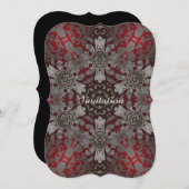 Renaissance gotische Metallmandala rot-schwarz Einladung (Vorne/Hinten)