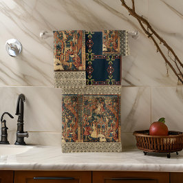 Renaissance Griechisches Spitzen Black Gold Beige Badhandtuch Set