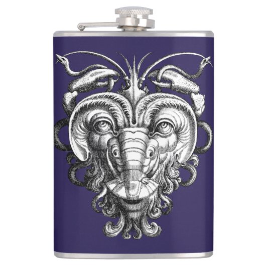 Renaissance Grotesque Gargoyle Face Lobster Man Flachmann (Vorderseite)