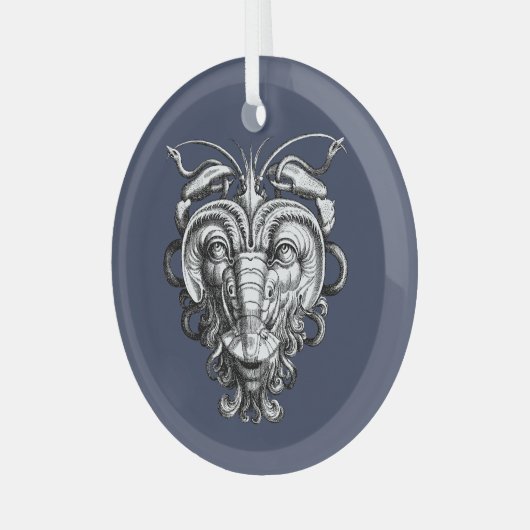 Renaissance Grotesque Gargoyle Face Lobster Man Ornament Aus Glas (Vorderseite links)