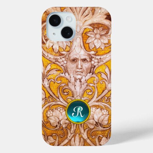 RENAISSANCE GROTESQUE GESICHT , GOLDBLUMENMONOGRAM Case-Mate iPhone HÜLLE (Rückseite)