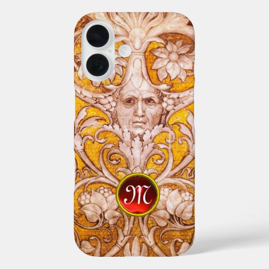 RENAISSANCE GROTESQUE GESICHT , GOLDBLUMENMONOGRAM Case-Mate iPhone HÜLLE (Rückseite)