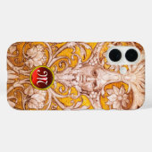 RENAISSANCE GROTESQUE GESICHT , GOLDBLUMENMONOGRAM Case-Mate iPhone HÜLLE (Rückseite (Horizontal))