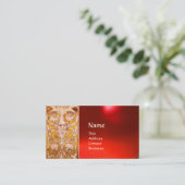 RENAISSANCE GROTESQUE GESICHT , GOLDBODEN , ROT RU VISITENKARTE (Stehend Vorderseite)