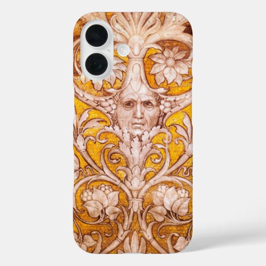 RENAISSANCE GROTESQUE GESICHT MIT GOLDWEISSEN BLUM Case-Mate iPhone HÜLLE (Rückseite)