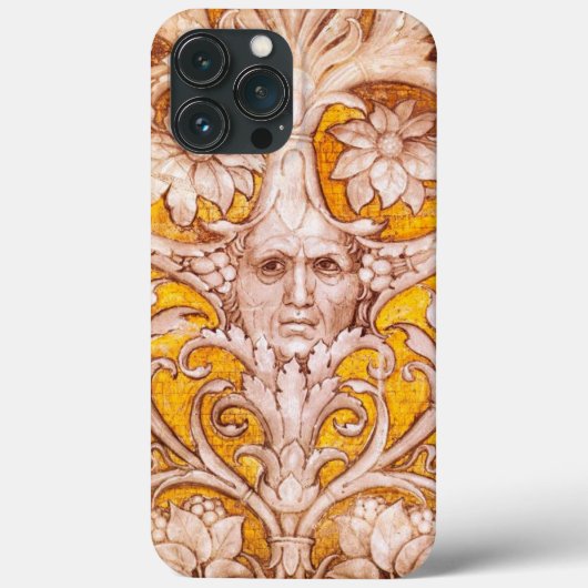 RENAISSANCE GROTESQUE GESICHT MIT GOLDWEISSEN BLUM Case-Mate iPhone HÜLLE (Rückseite)