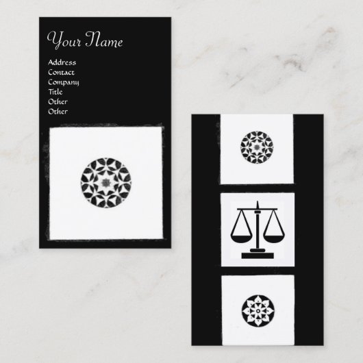 RENAISSANCE HARMONY Justiz Anwalt Black Whit Visitenkarte (Vorne/Hinten)