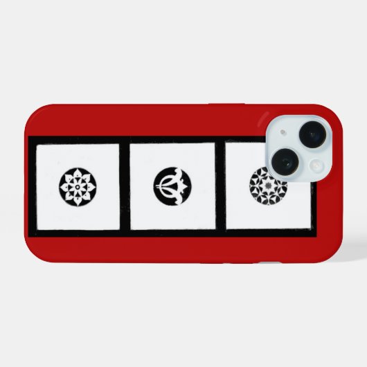 RENAISSANCE HARMONY Schwarz-weiß Geometric Red iPhone 15 Hülle (Rückseite (Horizontal))