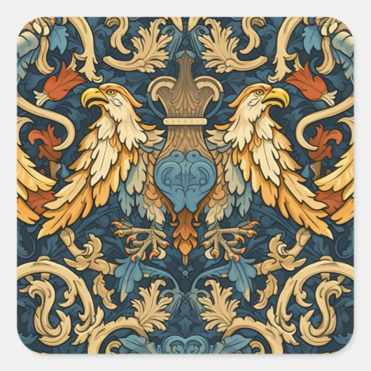 Renaissance-Heraldry Quadratischer Aufkleber (Vorderseite)