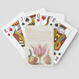Renaissance-Kalligrafiekunst rosa Tulpe und Birne Spielkarten