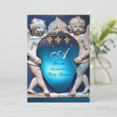 RENAISSANCE KLEINE ANGELN BLUE SAPPHIRE MONOGRAM EINLADUNG (Stehend Vorderseite)