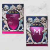 RENAISSANCE KLEINE ANGELN MONOGRAM Pink Amethyst Visitenkarte (Vorne/Hinten)