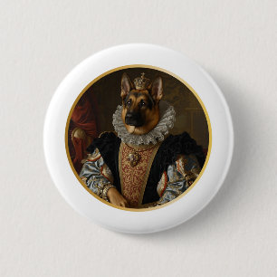 Renaissance-Königinnenporträt Deutscher Schäferhun Button