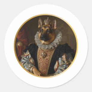 Renaissance-Königinnenporträt Deutscher Schäferhun Runder Aufkleber