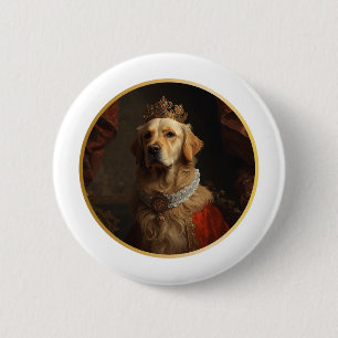 Renaissance-Königinnenporträt Golden Retriever Button