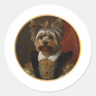 Renaissance-Königinnenporträt Yorkshire Terrier Runder Aufkleber