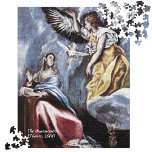 Renaissance Kunst El Greco Ankündigung Advent Puzzle<br><div class="desc">Dieses wunderschöne Gemälde von El Greco zeigt die Annunziation, als der Engel Gabriel an die Jungfrau Maria geschickt wurde, um fragen, ob sie die Mutter Gottes wäre. El Grecos lebhafte Farben und sein kühnes Design machen dieses Gemälde zu einem unterhaltsamen Puzzle - und wenn man es zusammensetzt, kann man sich...</div>