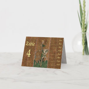 Renaissance Lady and Knight Wedding Seating Chart Karte