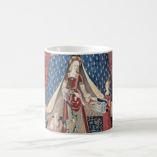 Renaissance Lady and Unicorn (Ein Wunsch) Kaffeetasse (Mittel)