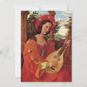 Renaissance Lady in Rot beim Lute spielen Feiertagskarte
