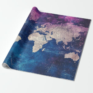 Renaissance Lila Himmels Weltkarte Geschenkpapier