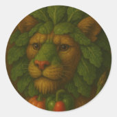 Renaissance Lion Portrait Runder Aufkleber (Vorderseite)