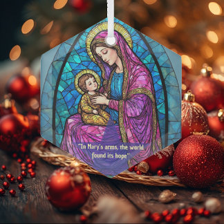 Renaissance Madonna and Child Sacred Art Minimal Ornament Aus Glas