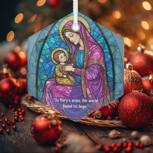 Renaissance Madonna and Child Sacred Art Minimal Ornament Aus Glas