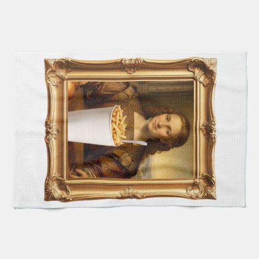 Renaissance-Malerei-Parodie mit riesigem Takeout Geschirrtuch (Horizontal)
