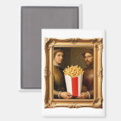 Renaissance Men Holding Modern French Fries Magnet (Vorderseite/Rückseite)