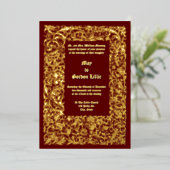 Renaissance-Mittelalterliche Foliage-Hochzeit Folieneinladung (Stehend vorne)