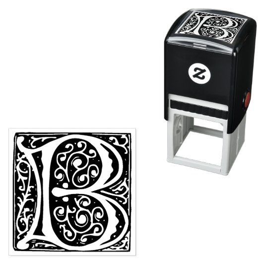 Renaissance-Mittelalterlicher Brief B Monogramm Permastempel (Beispiel)