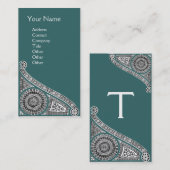 RENAISSANCE Monogram 1 blau grün Visitenkarte (Vorne/Hinten)