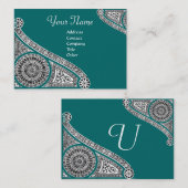 RENAISSANCE Monogram 2 blau grün Visitenkarte (Vorne/Hinten)