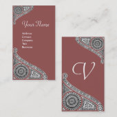 RENAISSANCE MONOGRAM 4 Marsala Red Visitenkarte (Vorne/Hinten)