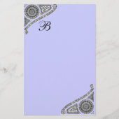 RENAISSANCE MONOGRAM Blacl Aquamarin Blue Statione Briefpapier (Vorderseite)