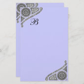 RENAISSANCE MONOGRAM Blacl Aquamarin Blue Statione Briefpapier (Vorne/Hinten)