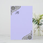 RENAISSANCE MONOGRAM Blacl Aquamarin Blue Statione Briefpapier (Stehend Vorderseite)