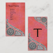 RENAISSANCE Monogramm 1 helles antikes rosa Visitenkarte (Vorne/Hinten)