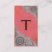 RENAISSANCE Monogramm 1 helles antikes rosa Visitenkarte (Rückseite)