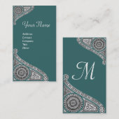 RENAISSANCE MONOGRAMM 4 blau grün Visitenkarte (Vorne/Hinten)