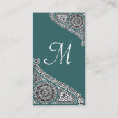 RENAISSANCE MONOGRAMM 4 blau grün Visitenkarte (Rückseite)