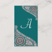 RENAISSANCE MONOGRAMM 4 blau grün Visitenkarte (Rückseite)