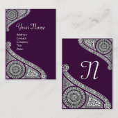RENAISSANCE MONOGRAMM 4 dunkel lila Visitenkarte (Vorne/Hinten)