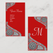 RENAISSANCE MONOGRAMM 4 rot Visitenkarte (Vorne/Hinten)