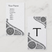 RENAISSANCE Monogramm Platin-Metallic-Papier Visitenkarte (Vorne/Hinten)